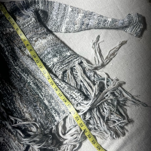 Free People Wool Alpaca Blend Knit Fringe Open Front Boho Cardigan - Picture 5 of 8